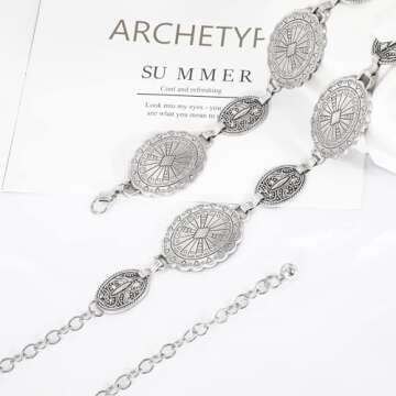 XZQTIVE Women Boho Chain Belts For Dresses Jeans Western Cowgirl Waist Links Belt Adjustable Metal Concho Belt