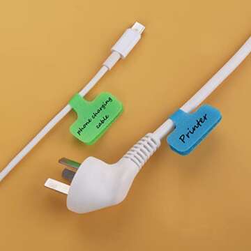 TIESOME 24 Pcs Cable Labels, Write On Cord Label Wire Labels Cable Tags Wire Tags and Cable Markers for Cable Management and Identification (Need Marker Pen)