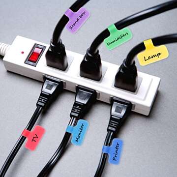 TIESOME 24 Pcs Cable Labels, Write On Cord Label Wire Labels Cable Tags Wire Tags and Cable Markers for Cable Management and Identification (Need Marker Pen)