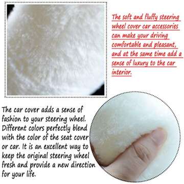 ZWZCYZ Fluffy Steering Wheel Cover for Women Fuzzy Steering Wheel Cover Winter Warm Faux Wool Plush ...