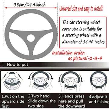 ZWZCYZ Fluffy Steering Wheel Cover for Women Fuzzy Steering Wheel Cover Winter Warm Faux Wool Plush Car Wheel Cover Furry Steering Wheel Protector Universal Fit 15 Inch (White)