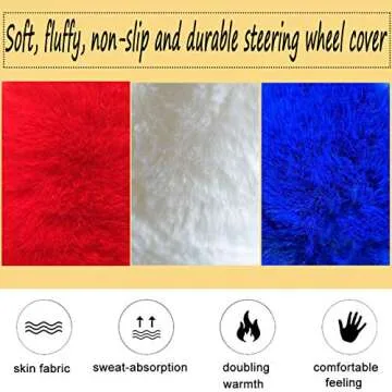 ZWZCYZ Fluffy Steering Wheel Cover for Women Fuzzy Steering Wheel Cover Winter Warm Faux Wool Plush Car Wheel Cover Furry Steering Wheel Protector Universal Fit 15 Inch (White)