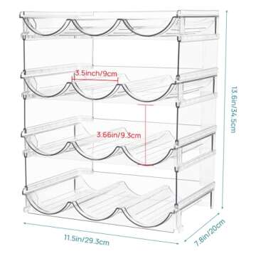 Vtopmart Stackable Water Bottle Organizer Holder, 4 Pack Clear Plastic Cup Storage Rack for Pantry Kitchen Cabinet Cupboard Countertop Organization and Storage, Hold 12 Bottles
