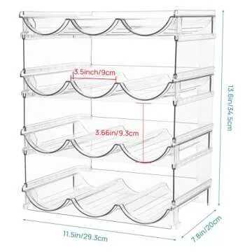 Vtopmart Stackable Water Bottle Organizer Holder, 4 Pack Clear Plastic Cup Storage Rack for Pantry Kitchen Cabinet Cupboard Countertop Organization and Storage, Hold 12 Bottles