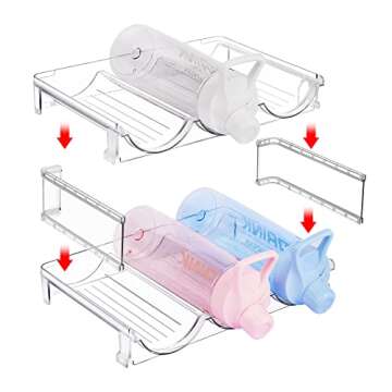 Vtopmart Stackable Water Bottle Organizer Holder, 4 Pack Clear Plastic Cup Storage Rack for Pantry Kitchen Cabinet Cupboard Countertop Organization and Storage, Hold 12 Bottles