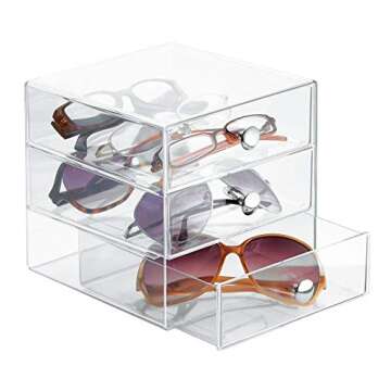iDesign BPA-Free Plastic 3-Drawer Vanity Organizer - 6.5" x 6.5" x 6.5", Clear