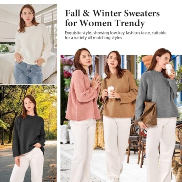 Simple&Opulence Women's Sweater Grey Pullover Sweaters for Women Trendy Wool Blend Sweaters for Women Winter Collared Sweaters for Women (Grey, XL)