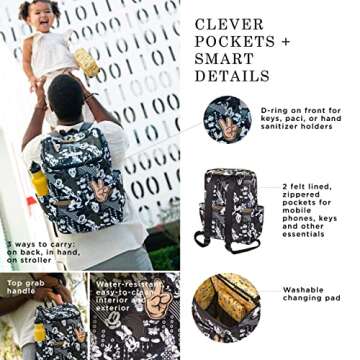 Petunia Pickle Bottom Method Backpack, Baby Diaper Bag for Parents, Baby Backpack, Disney Mickey & Friends Good Times Collection