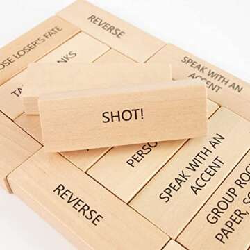 Toyssa Stacking Games 54 PCS Stacking Blocks with 36 Different Rules and Games for Adults Night Party Game