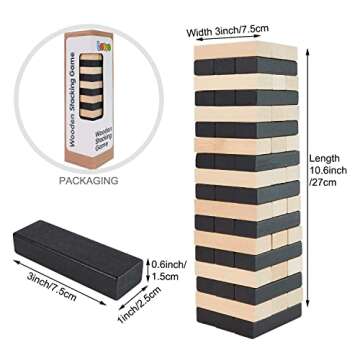 Toyssa Stacking Games 54 PCS Stacking Blocks with 36 Different Rules and Games for Adults Night Party Game