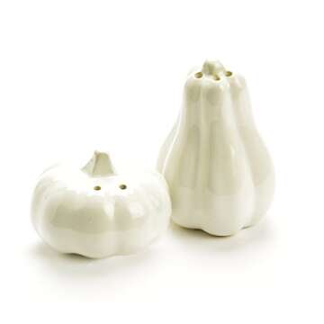 Caffco Pumpkin and Gourd Salt and Pepper Shaker Set in Ceramic White