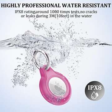 1 Pack IPX8 Waterproof Airtag Keychain with Airtag Holder Case,Full Body Shockproof,Anti-Scratch Cover Air tag for Cat,Dog,Keys,Luggage,Wallet（Rose Pink