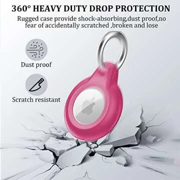 1 Pack IPX8 Waterproof Airtag Keychain with Airtag Holder Case,Full Body Shockproof,Anti-Scratch Cover Air tag for Cat,Dog,Keys,Luggage,Wallet（Rose Pink