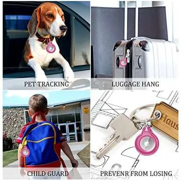 1 Pack IPX8 Waterproof Airtag Keychain with Airtag Holder Case,Full Body Shockproof,Anti-Scratch Cover Air tag for Cat,Dog,Keys,Luggage,Wallet（Rose Pink