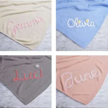 Famitrendz Personalized Baby Blanket, Custom Baby Blanket with Name, Custom Embroidered Baby Knit Blanket, Nursery Gifts, Infant Baby Boy Baby Girl Toddler Gift for Birthday, Baby Shower, Christmas