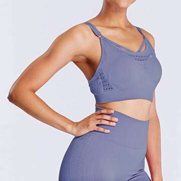 Aoxjox Strappy Sports Bra for Women Energy Longline Wirefree Gym Yoga Seamless Workout Top (Malibu Blue, Medium)