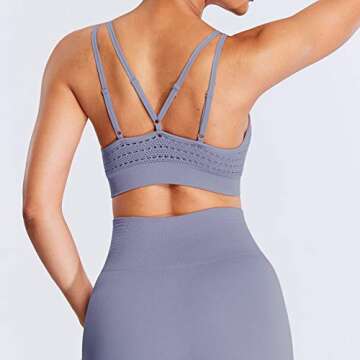 Aoxjox Strappy Sports Bra for Women Energy Longline Wirefree Gym Yoga Seamless Workout Top (Malibu Blue, Medium)