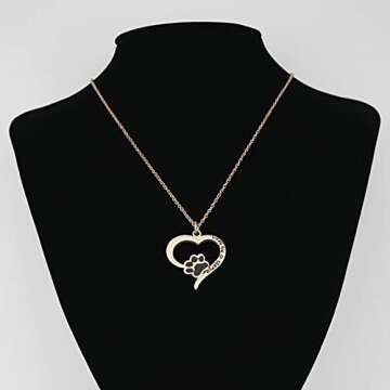 Dog Paw Print Necklace Always in My Heart Pendant Necklace Loss of Dog Remembrance Jewelry Pet Memorial Necklace Dog Lovers Gift (Always in heart NRG)