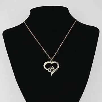 Dog Paw Print Necklace Always in My Heart Pendant Necklace Loss of Dog Remembrance Jewelry Pet Memorial Necklace Dog Lovers Gift (Always in heart NRG)
