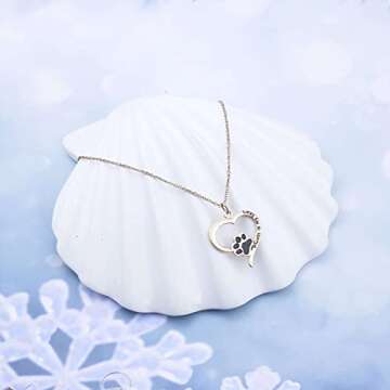 Dog Paw Print Necklace Always in My Heart Pendant Necklace Loss of Dog Remembrance Jewelry Pet Memorial Necklace Dog Lovers Gift (Always in heart NRG)