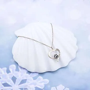Dog Paw Print Necklace Always in My Heart Pendant Necklace Loss of Dog Remembrance Jewelry Pet Memorial Necklace Dog Lovers Gift (Always in heart NRG)