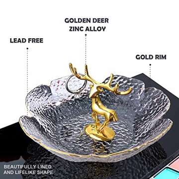 Ring Holder Trinket Dish Deer Jewelry Organizer for Good Friends Sister Mom Jewelry Tray for Rings E...