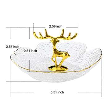 Ring Holder Trinket Dish Deer Jewelry Organizer for Good Friends Sister Mom Jewelry Tray for Rings Earrings Necklaces Birthday Wedding Engagement Christmas Mothers Day Gifts Home Decorations