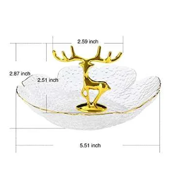 Ring Holder Trinket Dish Deer Jewelry Organizer for Good Friends Sister Mom Jewelry Tray for Rings Earrings Necklaces Birthday Wedding Engagement Christmas Mothers Day Gifts Home Decorations