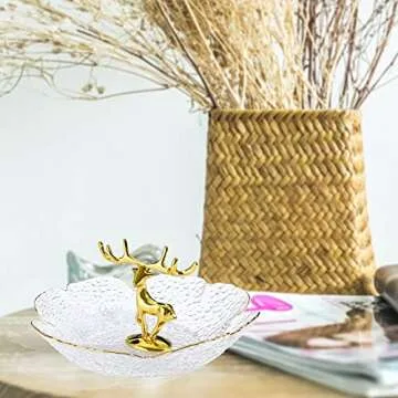 Ring Holder Trinket Dish Deer Jewelry Organizer for Good Friends Sister Mom Jewelry Tray for Rings Earrings Necklaces Birthday Wedding Engagement Christmas Mothers Day Gifts Home Decorations