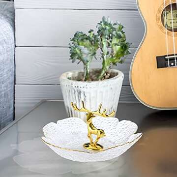 Ring Holder Trinket Dish Deer Jewelry Organizer for Good Friends Sister Mom Jewelry Tray for Rings Earrings Necklaces Birthday Wedding Engagement Christmas Mothers Day Gifts Home Decorations