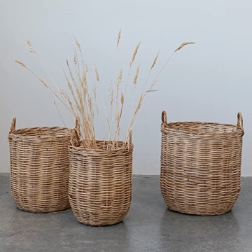 Creative Co-Op Natural Woven Rattan Storage Baskets