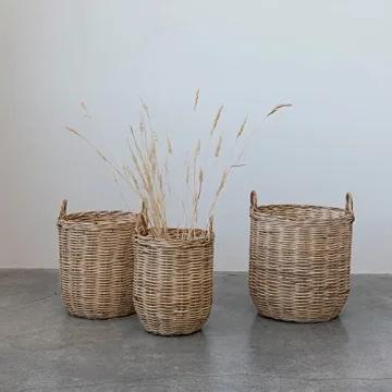 Creative Co-Op Natural Woven Rattan Storage Baskets