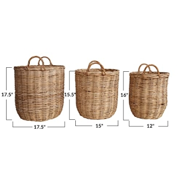 Creative Co-Op Natural Woven Rattan Storage Baskets