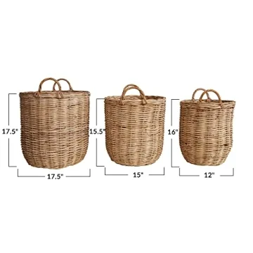 Creative Co-Op Natural Woven Rattan Storage Baskets