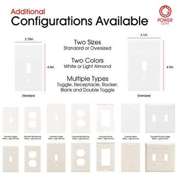 Power Gear Single Blank Wall Plate Cover, 1 Gang, Outlet Covers, 3.1” x 4.9” , Light switch cover, Screws Included, White, 44746