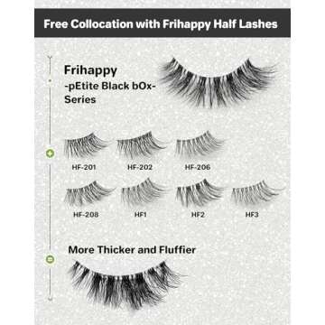 Eyelashes Lashes False Eyelashes Natural Eyelashes Wispy Lashes Mink Lashes False Eyelashes Natural 5 Pairs Frihappy Lashes DW6, with a pair of Half Lashes as Gift