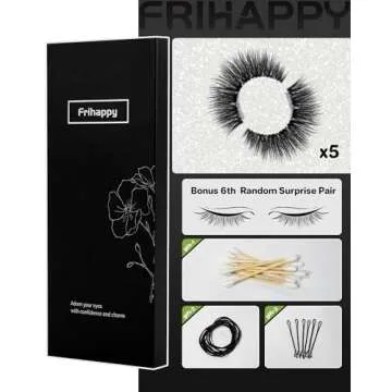 Eyelashes Lashes False Eyelashes Natural Eyelashes Wispy Lashes Mink Lashes False Eyelashes Natural 5 Pairs Frihappy Lashes DW6, with a pair of Half Lashes as Gift