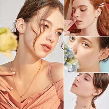 18 Pairs Surgical Stainless Steel Stud Earrings For Women Men 20G Cartilage Earrings Studs Cross Moo...