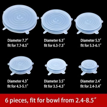 Silicone Stretch Lids - 6 Reusable Sizes for Kitchen