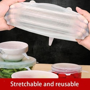 Silicone Stretch Lids - 6 Reusable Sizes for Kitchen