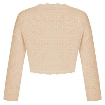 GRACE KARIN Women's Summer 3/4 Sleeve Open Front Bolero Shrug Cardigan Cropped Shrug Sweaters for Women Apricot S