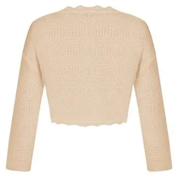 GRACE KARIN Women's Summer 3/4 Sleeve Open Front Bolero Shrug Cardigan Cropped Shrug Sweaters for Women Apricot S