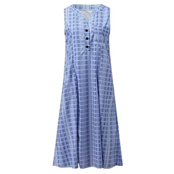 Stylish Women Summer Dress with Pockets and V-Neck