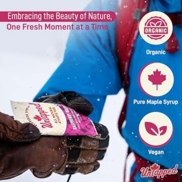 UnTapped Organic Raspberry Waffles 1.1 oz Each, Box of 16 - Endurance Sports Snacks Sweetened with Real Maple Syrup, Maple Sugar, and Real Raspberries | Vegan & Real Food Waffles| Ideal for Athletic Performance