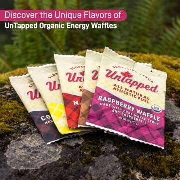 UnTapped Organic Raspberry Waffles 1.1 oz Each, Box of 16 - Endurance Sports Snacks Sweetened with Real Maple Syrup, Maple Sugar, and Real Raspberries | Vegan & Real Food Waffles| Ideal for Athletic Performance