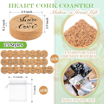 150 Sets Cork Coaster Wedding Favors for Every Celebration