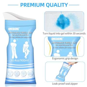 ONEDONE Disposable Urinal Bags 8/12/24 Pack 30.4 OZ Pee Bags for Travel for Men Women Kids Emergency Urine Bags Portable Emergency Urinal Bags Vomit Bags for Traffic Jams Camping Hiking
