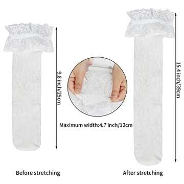 Fengek 4 Pairs Women Lace Ruffle Socks, Lace Ankle Socks Casual Fashion Ruffle Socks for Women Girls...