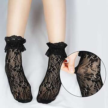 Fengek Lace Ruffle Socks - Stylish & Comfortable Ankle Socks