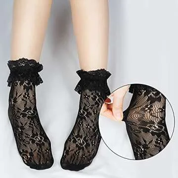 Fengek Lace Ruffle Socks - Stylish & Comfortable Ankle Socks